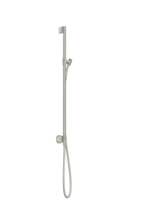 Edelstahl-Duschsystem mit Wandanschluss und Schlauch, ausgestattet mit Handbrause, gefertigt von AXOR. Geeignet für moderne Badezimmerlösungen.